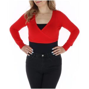 Markup Cropped Cardigan Wrap Style Long Sleeves Women Red Sweaters & Cardigans